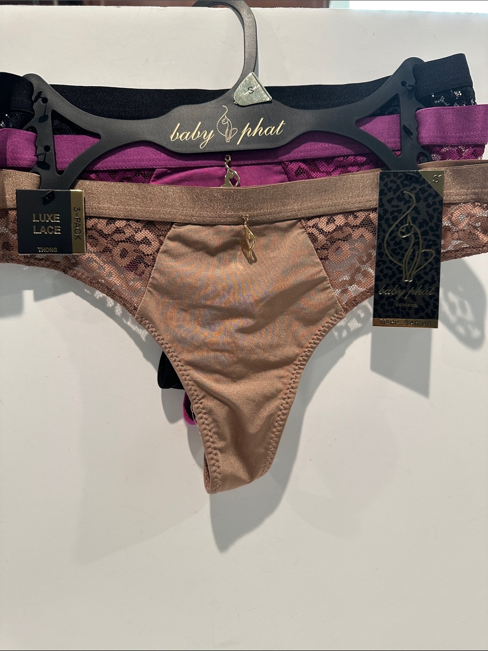 NWT Baby Phat Luxe (3) Pack Lace Thong.